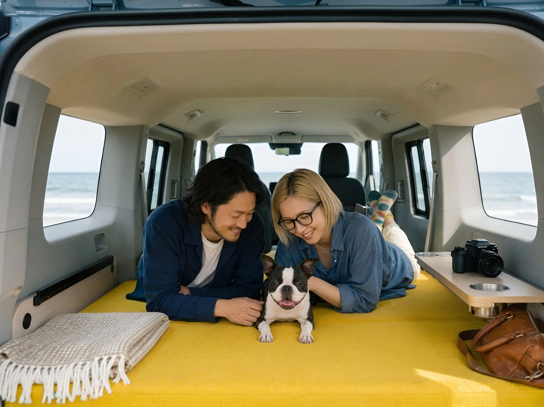 ベッドキット利用イメージ カップルと犬