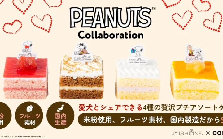 スヌーピーデザインの贅沢プチケーキ！愛犬とオーナーが一緒に楽しむ『4種プチケーキアソート』Cake.jpで販売開始