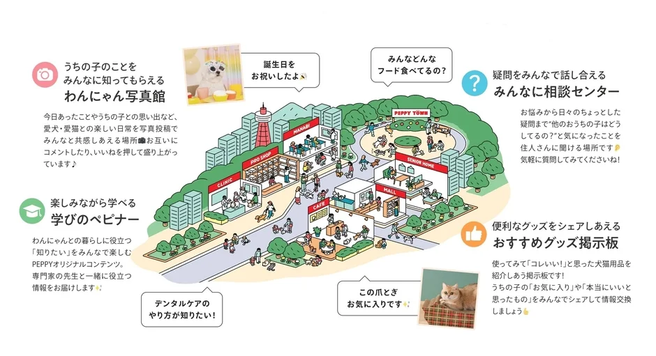 PEPPY TOWNの4つの主要コンテンツの概要