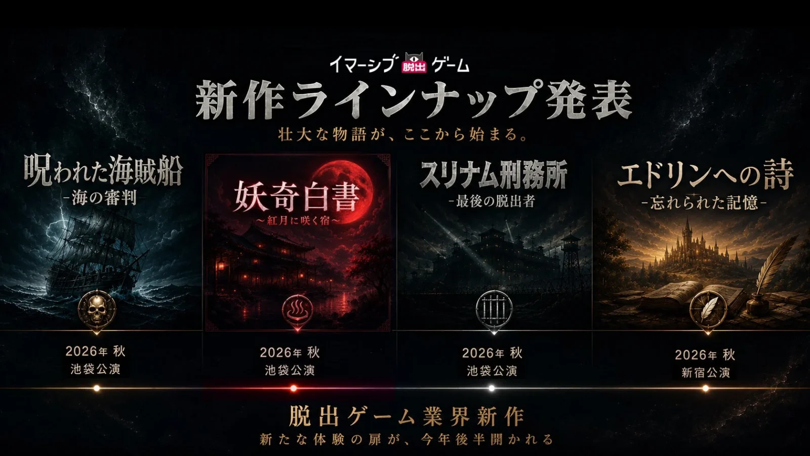 株式会社IMGAME、イマーシブ脱出ゲーム新作4タイトルを一挙発表！2026年秋、池袋・新宿で順次開幕