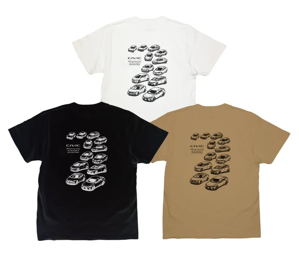 Honda シビックの歴史を纏う！歴代モデルTシャツに新色登場、Amazonなどで予約販売開始