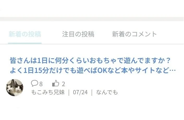 猫のおもちゃに関する相談の投稿例
