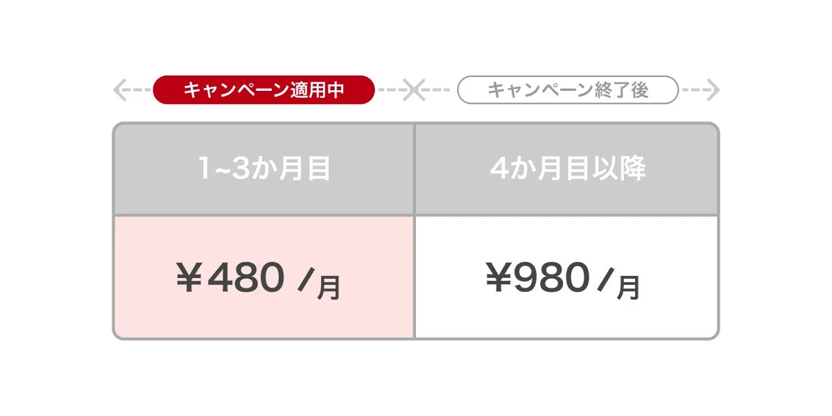 キャンペーン適用中の料金プラン