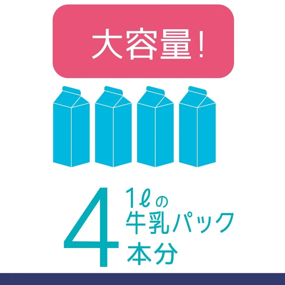 牛乳パック4本分の大容量