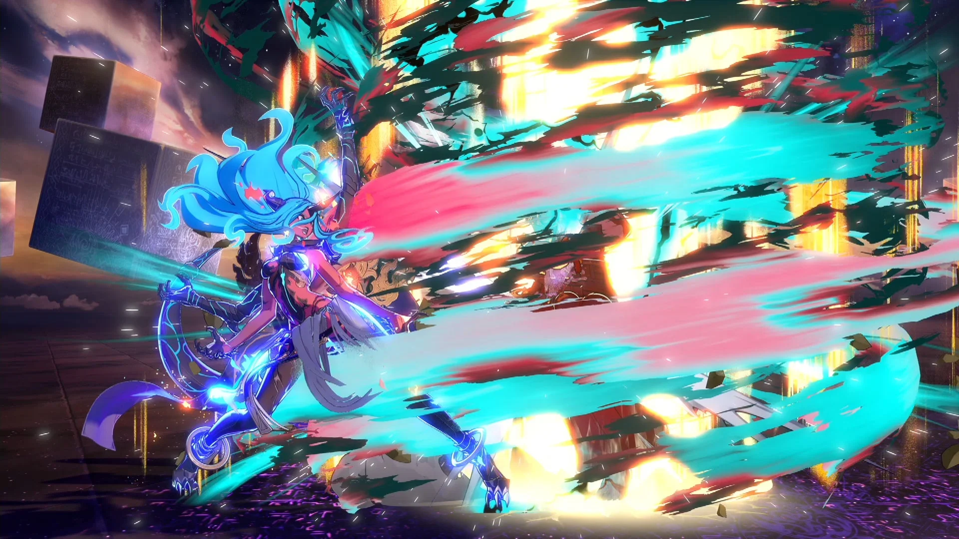 弓を構える女性キャラクターの戦闘シーン