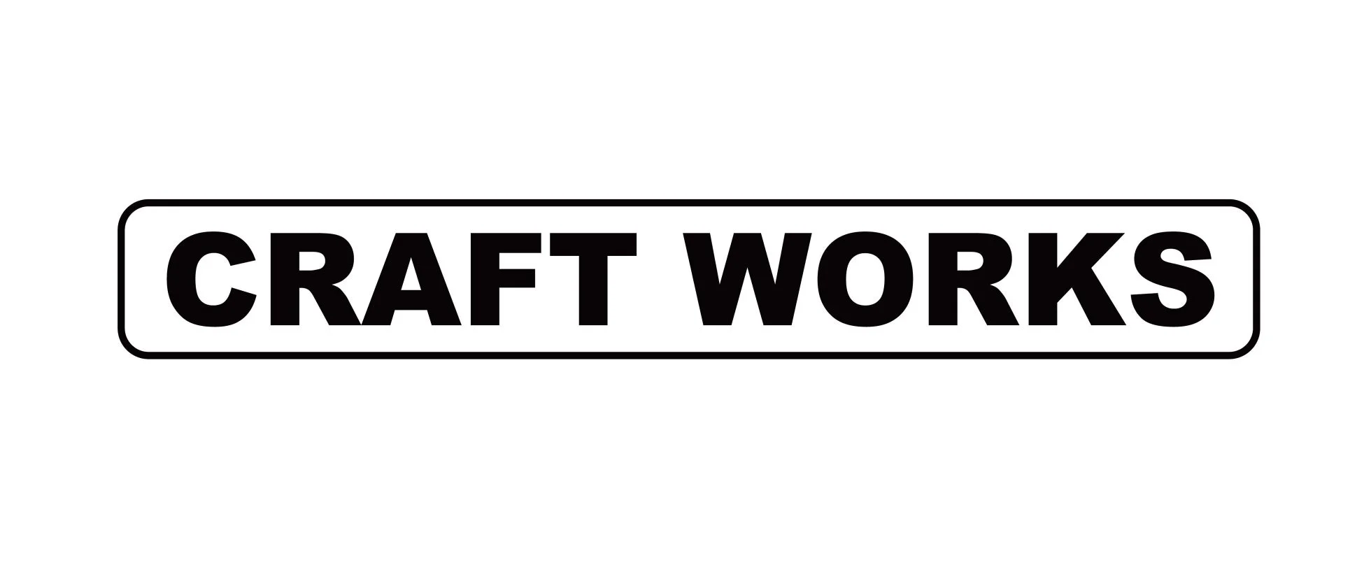 「CRAFT WORKS」という文字が、角の丸い黒い枠の中に白地に黒で表示されたシンプルなロゴ画像です。