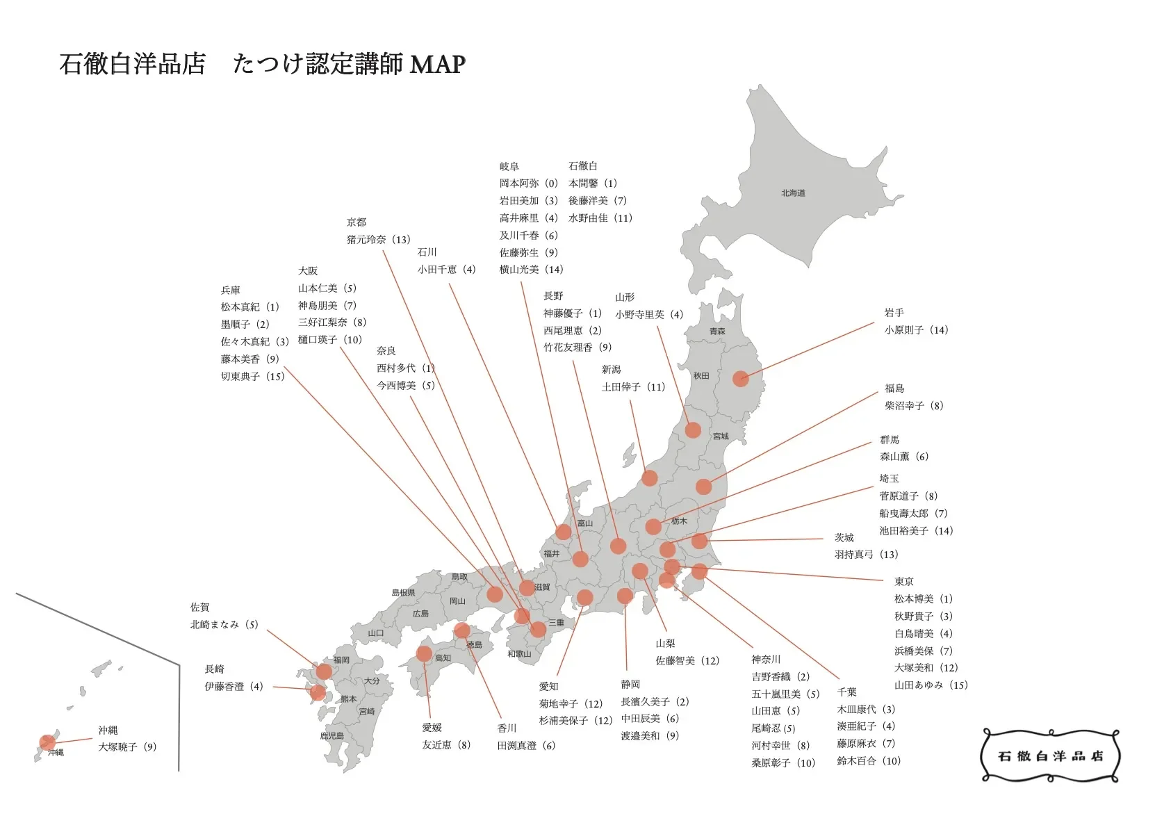 石徹白洋品店 たつけ認定講師 MAP