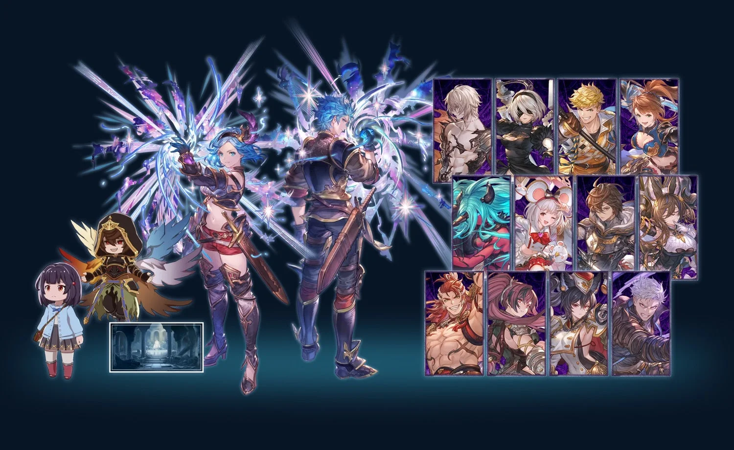 ゲームキャラクターやちびキャラが集合したイラスト