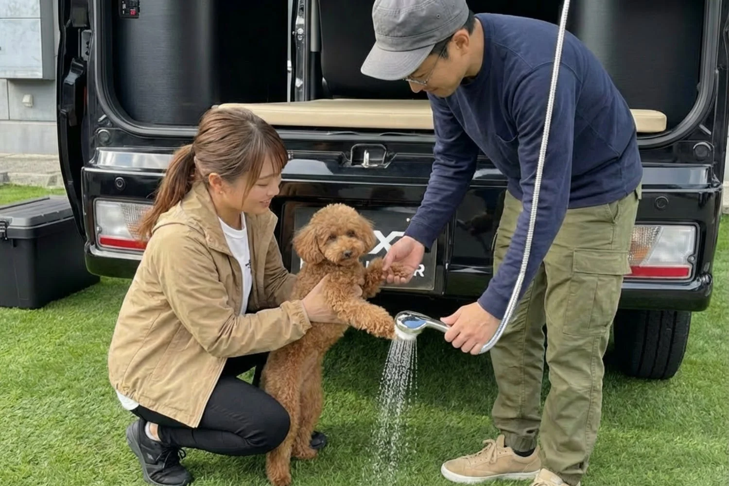 犬とシャワー