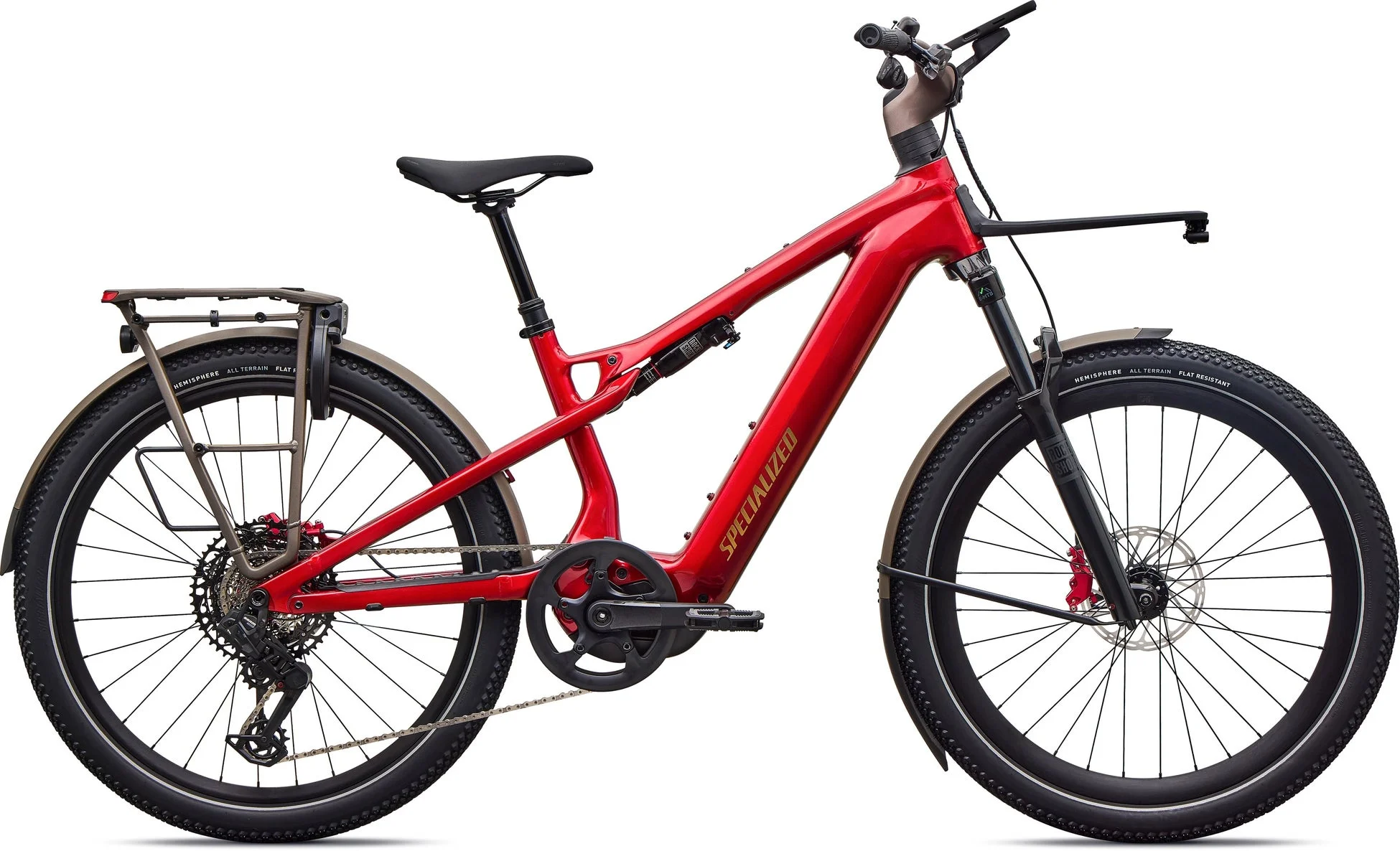 キャリア付きの赤いE-Bike