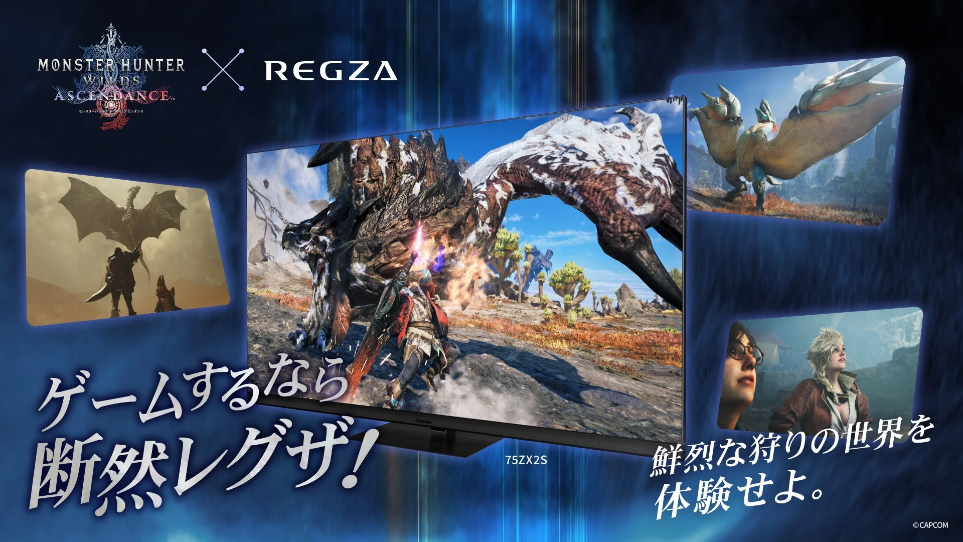 モンスターハンターワイルズ:アセンダンス × REGZA コラボ広告