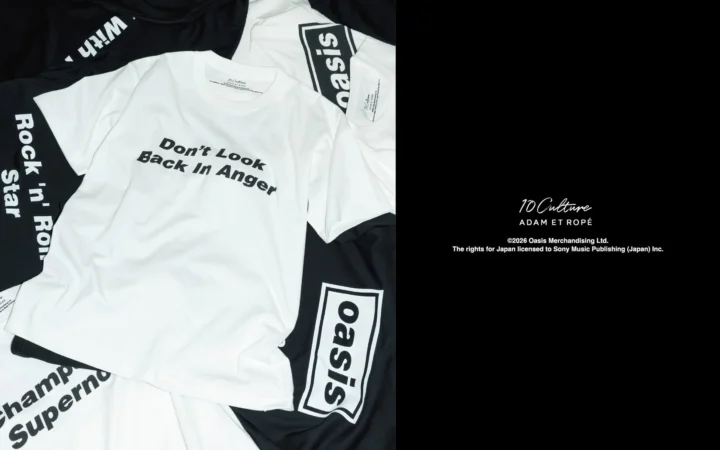 OasisコラボTシャツ新作登場！ベストアルバム『ストップ・ザ・クロックス』全20曲タイトルをデザイン