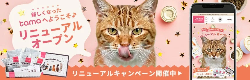 プレミアムキャットフード「たまのおねだり（tama）」がサイト全面リニューアル – 欲しい商品がより探しやすく、スマホ利用もさらに便利に