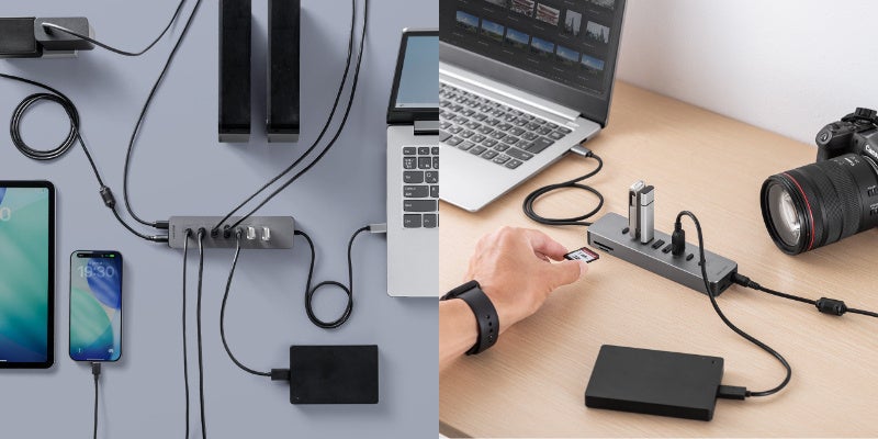 多数のUSB機器を安定接続！高速通信・セルフパワー対応で、スマホのPD充電とノートPC給電もできるUSBハブを発売