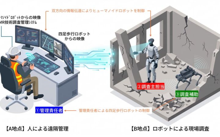 ポケット・クエリーズと建築研究所、ヒューマノイドと四足歩行ロボットの協調による被災建築物調査の検証結果を学会で発表