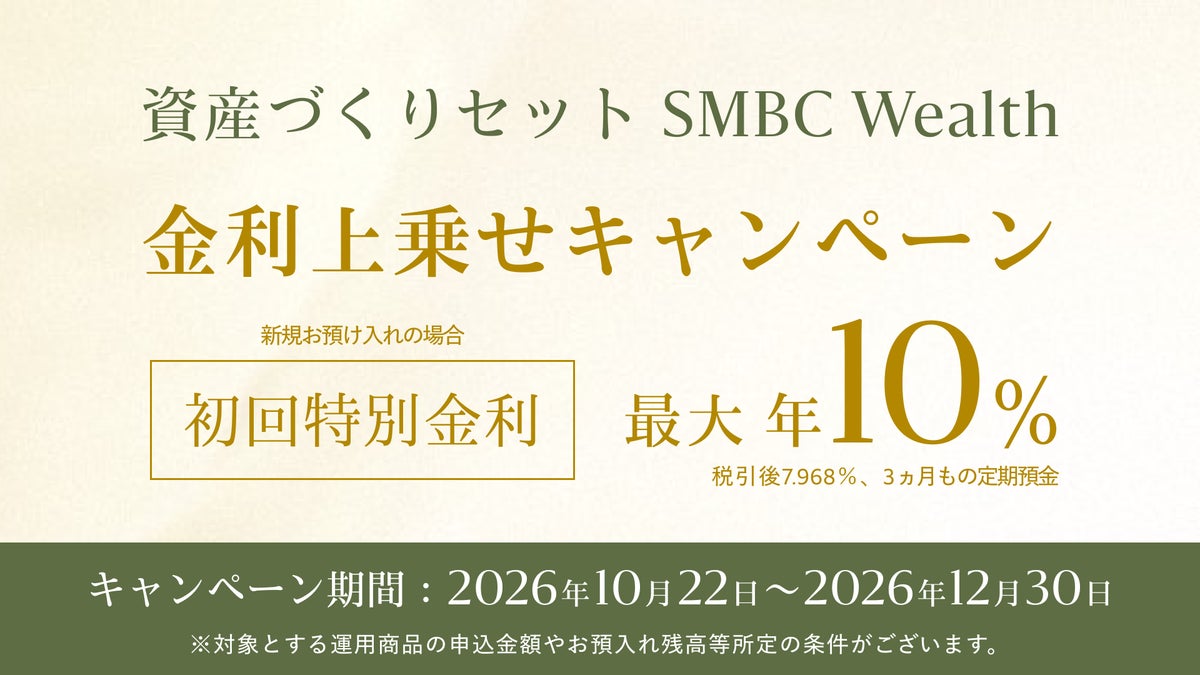 【SMBC Wealth 本格展開】「資産づくりセット SMBC Wealth金利上乗せキャンペーン」を10月22日(木)より開始