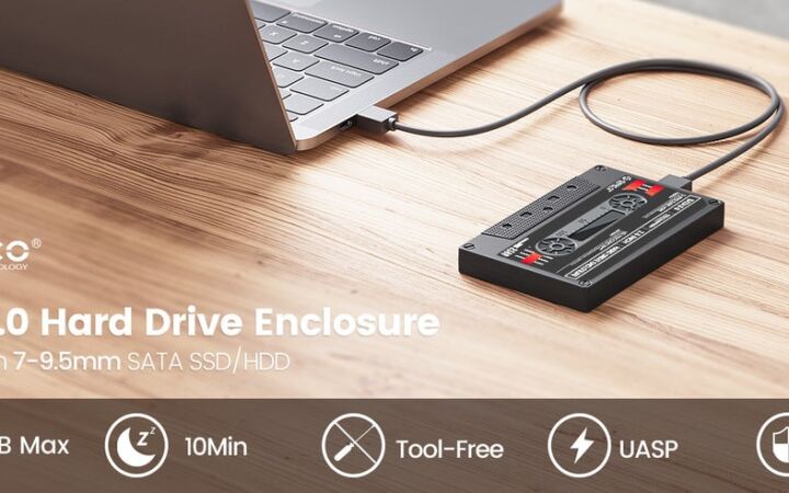 ORICO、レトロなヴィンテージデザインの2.5インチHDD/SSDケースを発表　UASP対応USB 3.0で従来比約70%高速、工具不要で3秒装着