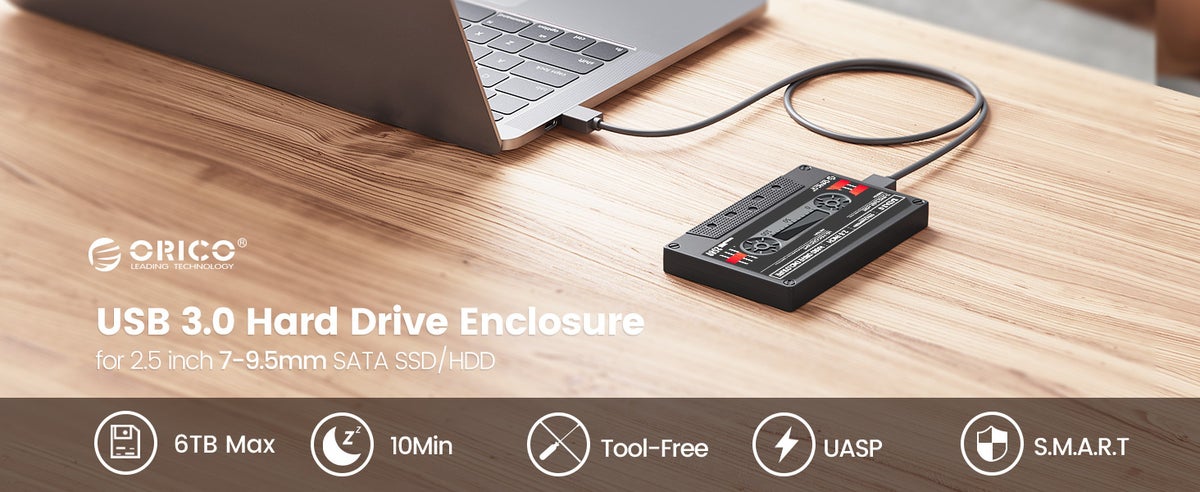 ORICO、レトロなヴィンテージデザインの2.5インチHDD/SSDケースを発表　UASP対応USB 3.0で従来比約70%高速、工具不要で3秒装着