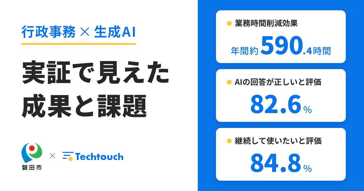 磐田市とテックタッチ、行政事務に生成AIを組み込む実証結果を公開