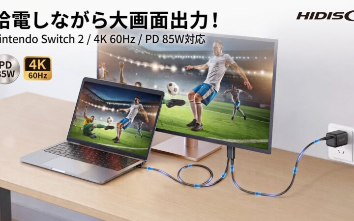 【新商品】給電しながら大画面出力！Nintendo Switch™ 2や4K/60Hzにも対応した「Type-C HDMI ミラーリングケーブル」ハイエンドモデルが新登場