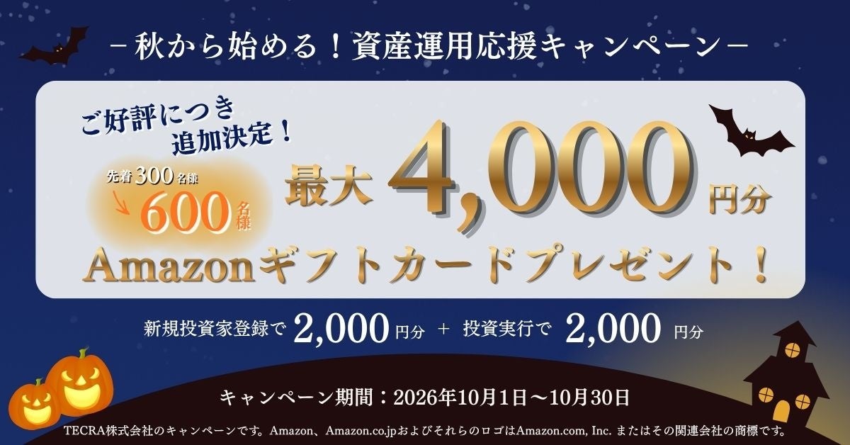 「秋から始める！資産運用応援キャンペーン」対象人数を先着300名から600名へ拡大！