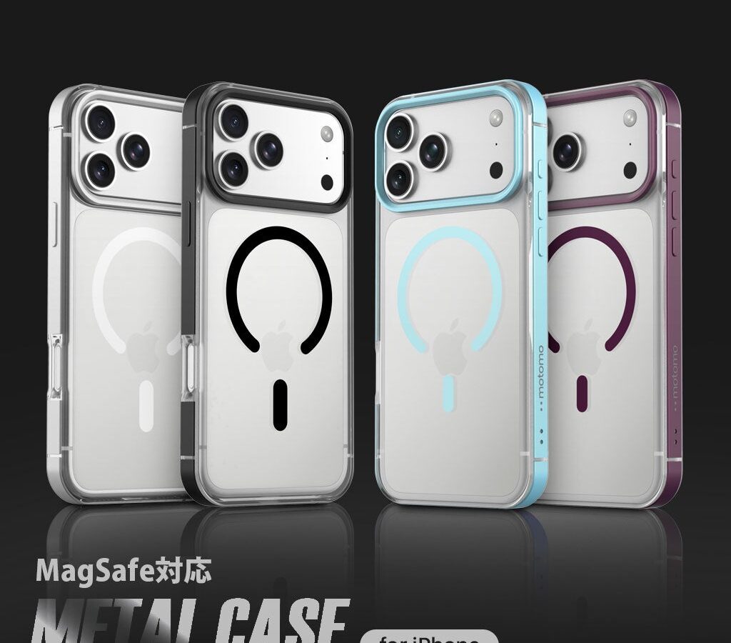 motomo、透明ボディにアルミニウム合金バンパーを融合、iPhone 18 pro用「MagSafe対応 METAL CASE」発売